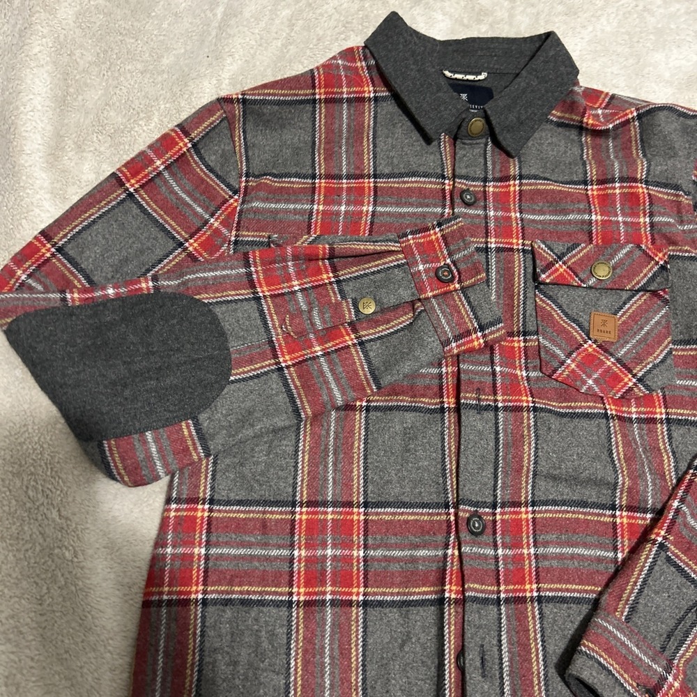 Roark Revival Flannel Shirt Mens Large Red Plaid Cotton Casual Outdoors